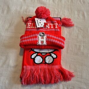 Hello Kitty women's or big girls hat and scarf set embroidered hat logo NWT